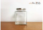 500 ML. Glass Bottle Cover Silver - Wide Mouth Glass Jar, Cover Silver (500 ml.)